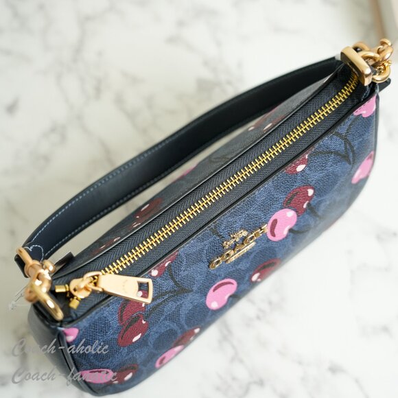 NWT Coach CY694 Teri Shoulder Bag In Signature Canvas With Cherry Print - Picture 8 of 11